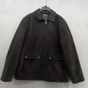 Nautica Jacket Mens Large Black Faux Suede Basic‎ Neutral Minimalist Everyday